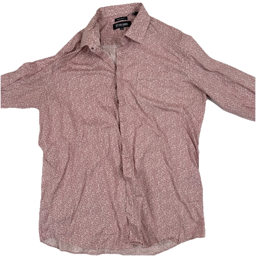 Stacy Adams Mens Pink Floral Slim Fit Button Down Shirt Size 36/37 M/L